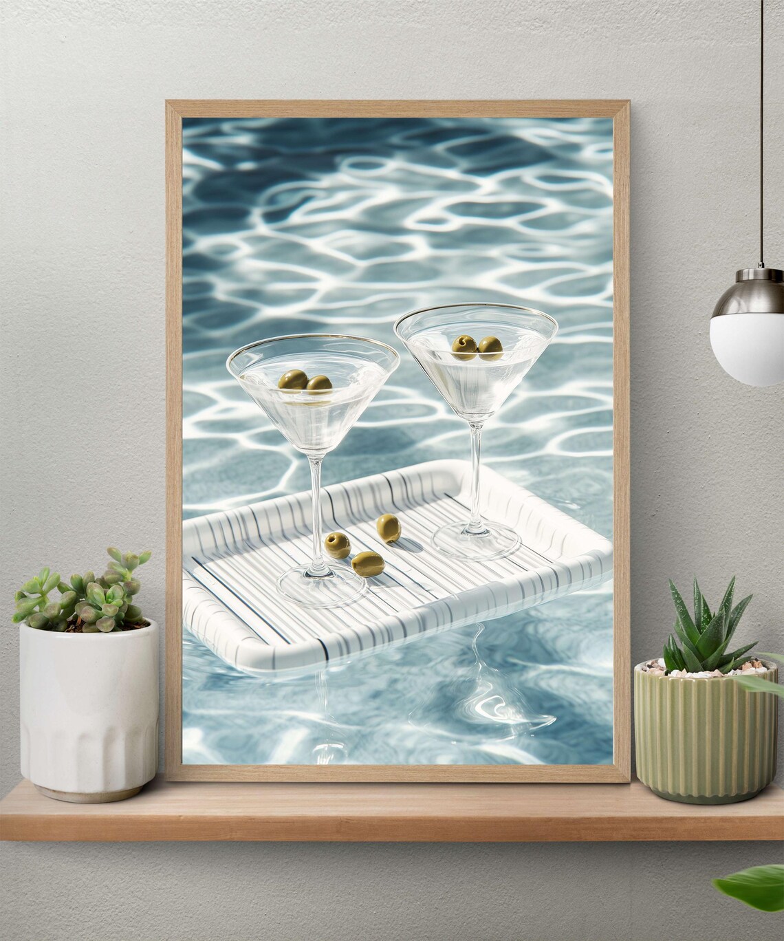 Poolside Martinis on a Floating Tray Summer Cocktail Photography Poster