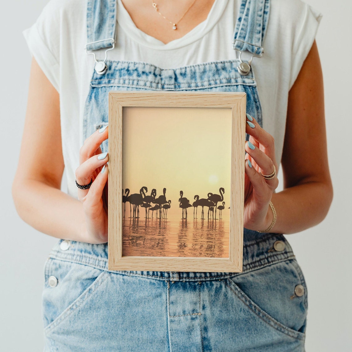 Flamingo Sunset Poster Silhouette Flock Reflecting In Calm Water - Image 4