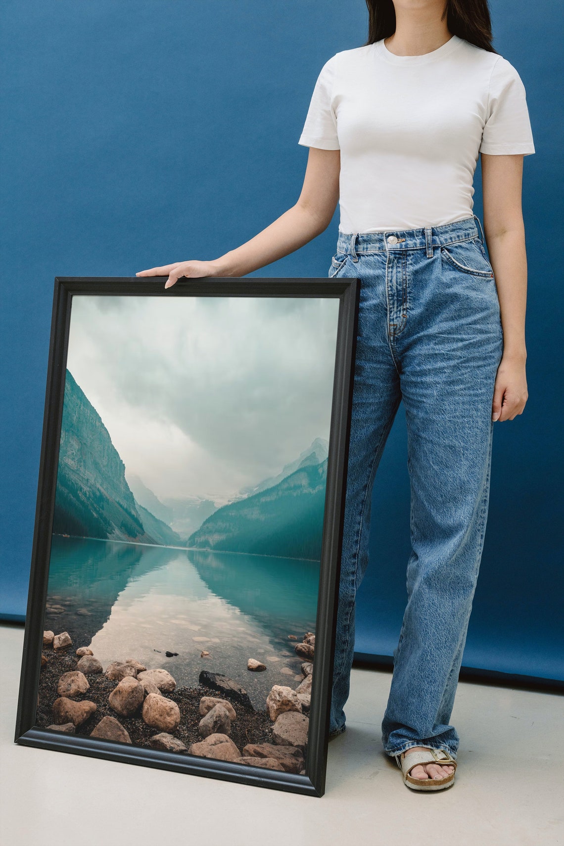 Misty Mountain Lake Reflection Poster Turquoise Alpine Scenery - Image 2