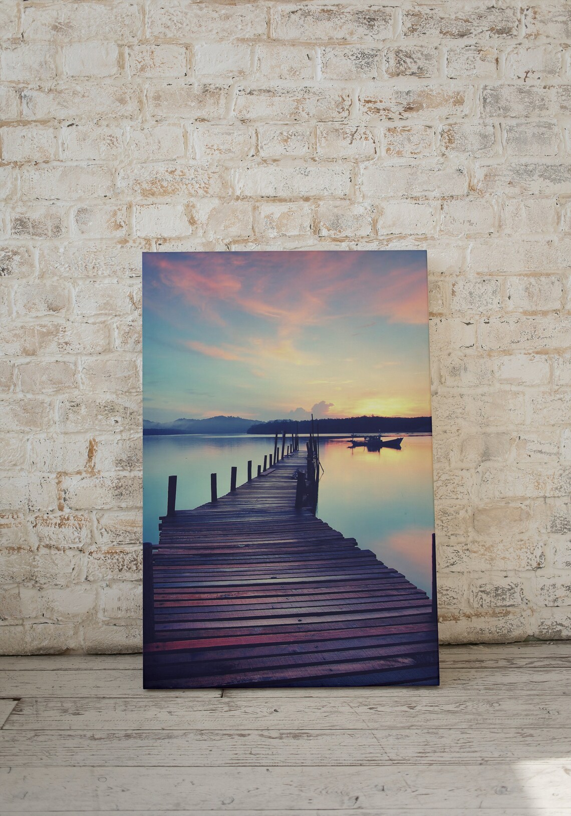 Sunrise Pier Poster Wooden Dock Over Calm Colorful Morning Water - Image 2