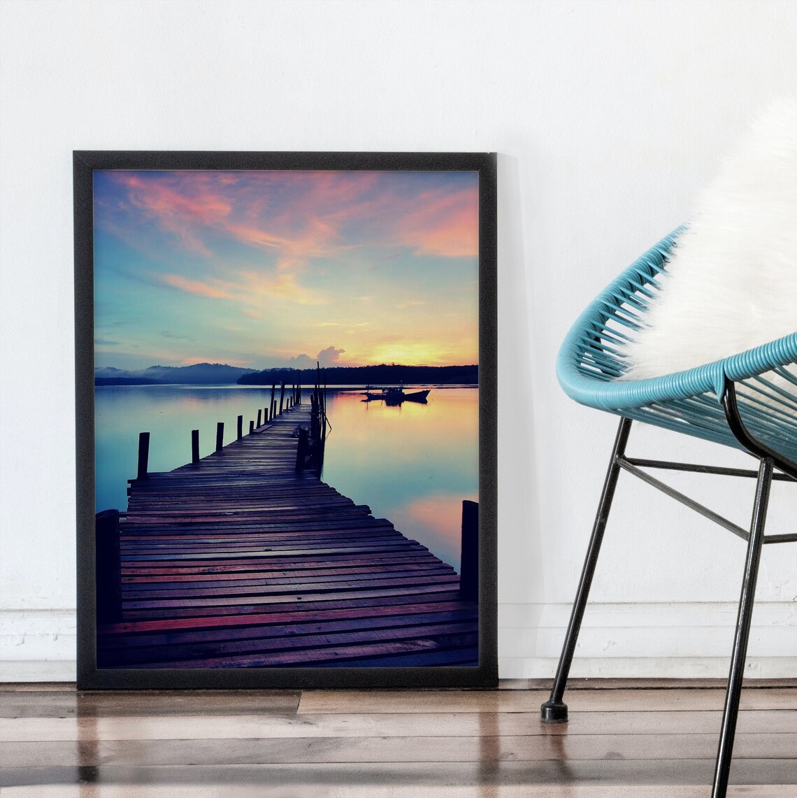 Sunrise Pier Poster Wooden Dock Over Calm Colorful Morning Water - Image 4