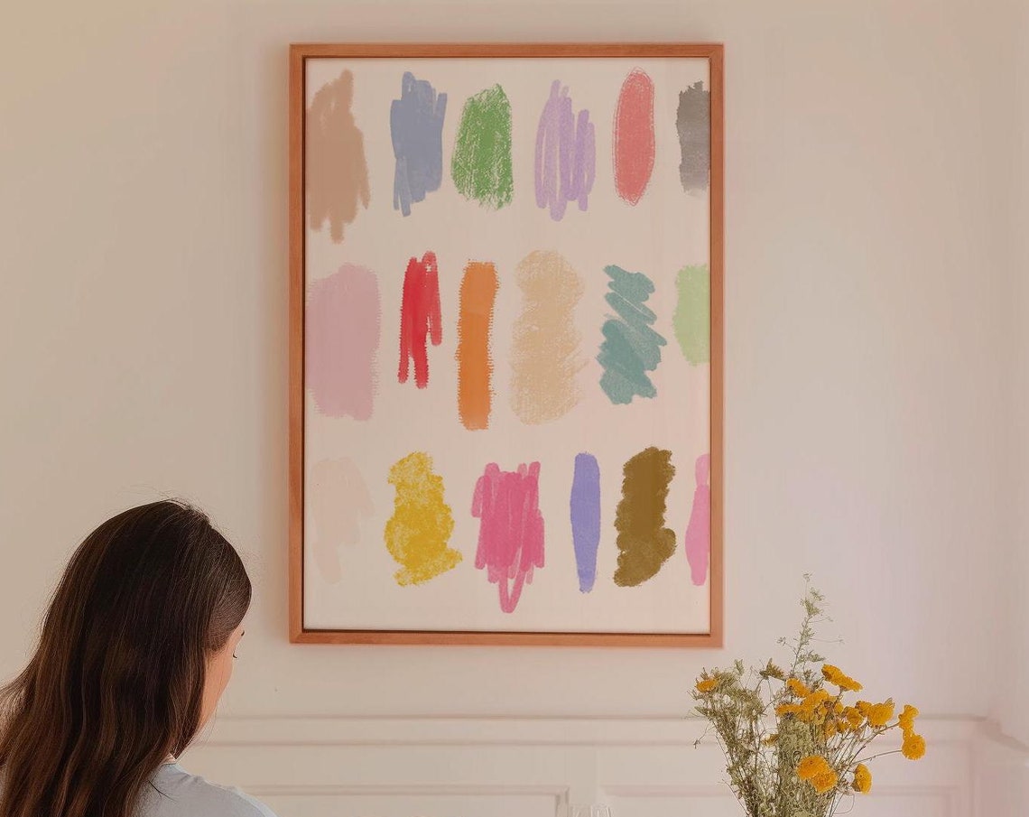Abstract Paint Swatch Strokes Pastel Color Palette Modern Poster