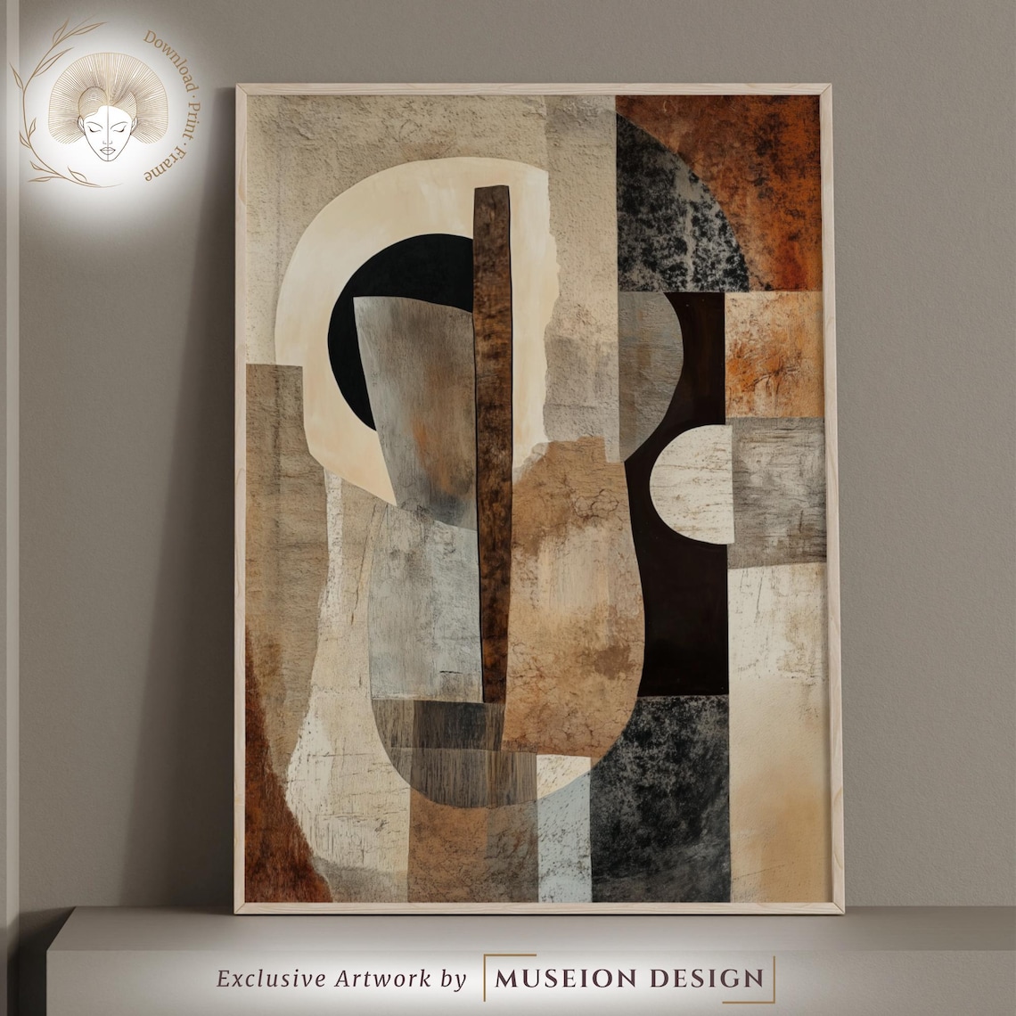 Abstract Terracotta Geometric Mid Century Modern Earth Tone Poster