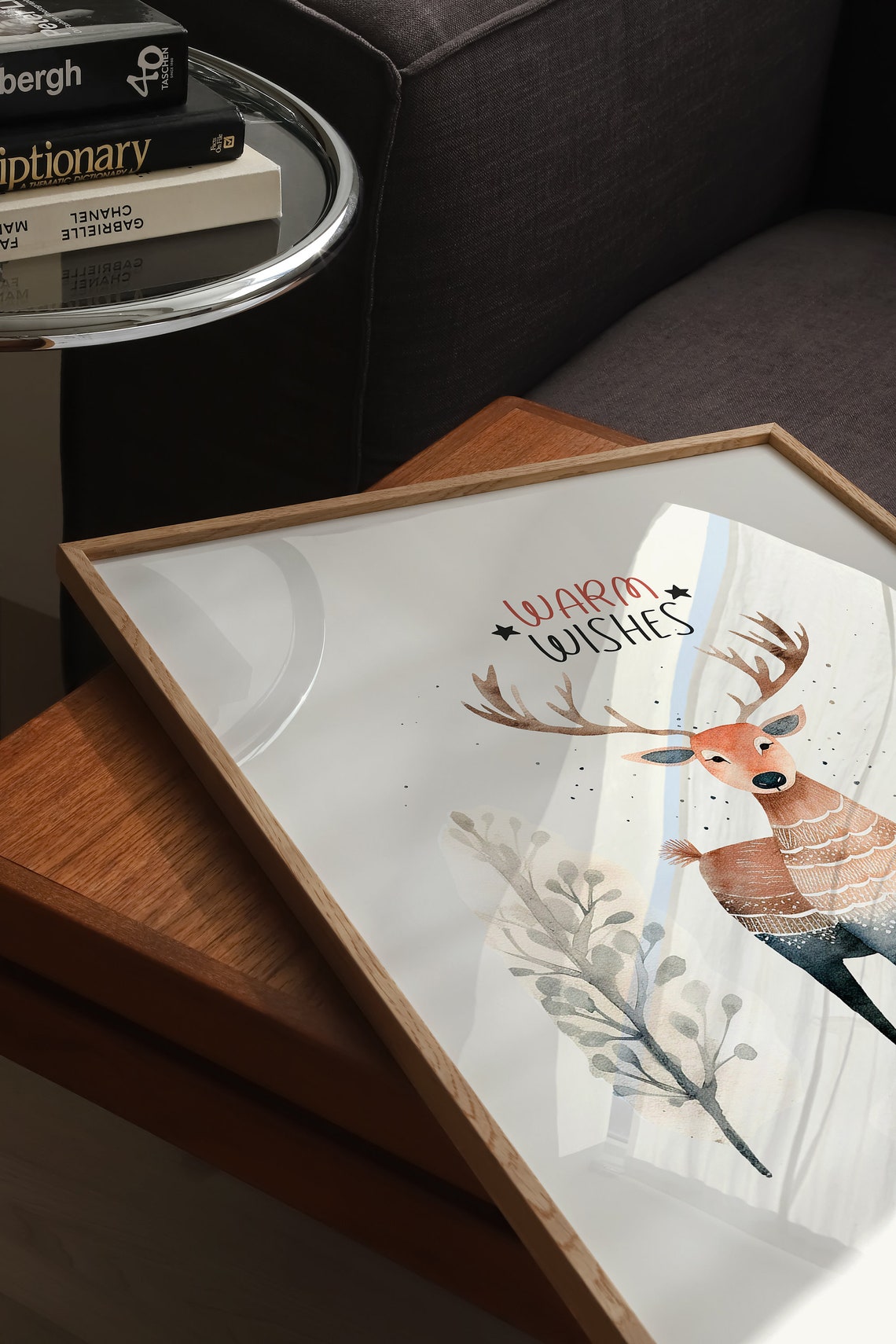 Warm Wishes Gentle Watercolor Deer Among Winter Forest Poster - Image 5