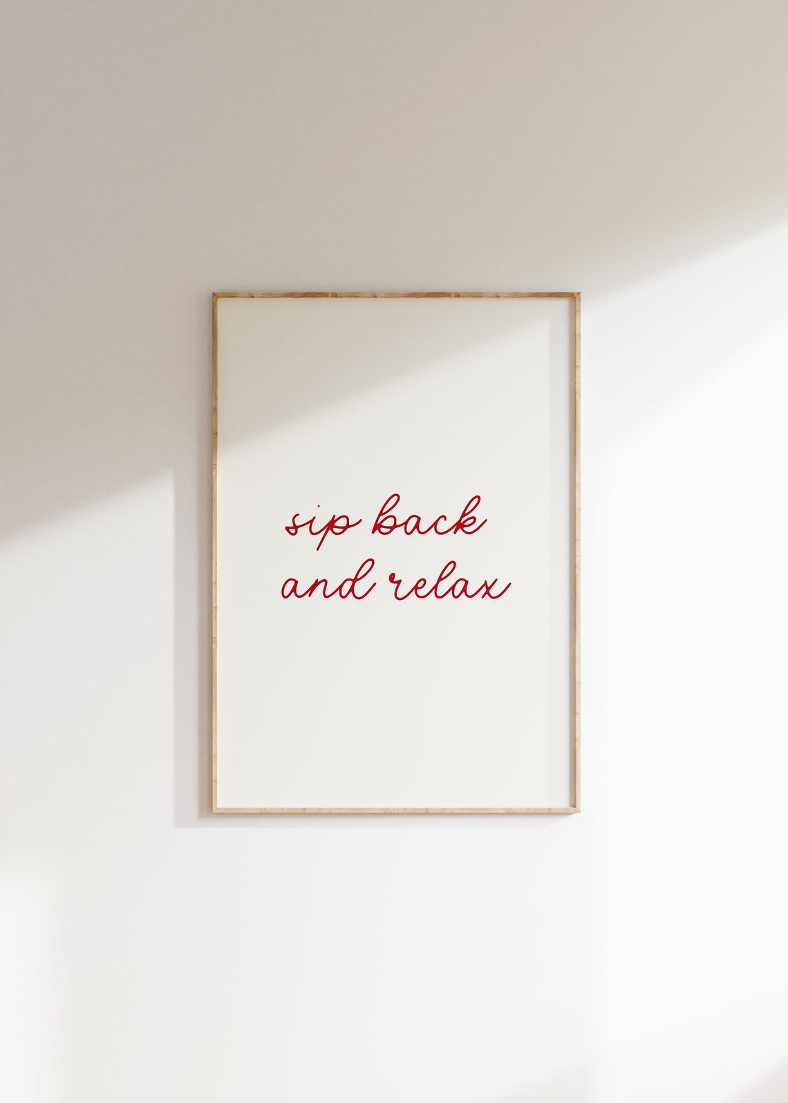 Sip Back and Relax Red Script Minimalist Kitchen Bar Wall Poster - Image 5