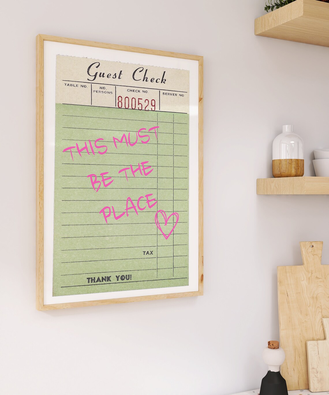 This Must Be the Place Retro Green Guest Check Restaurant Poster - Image 3