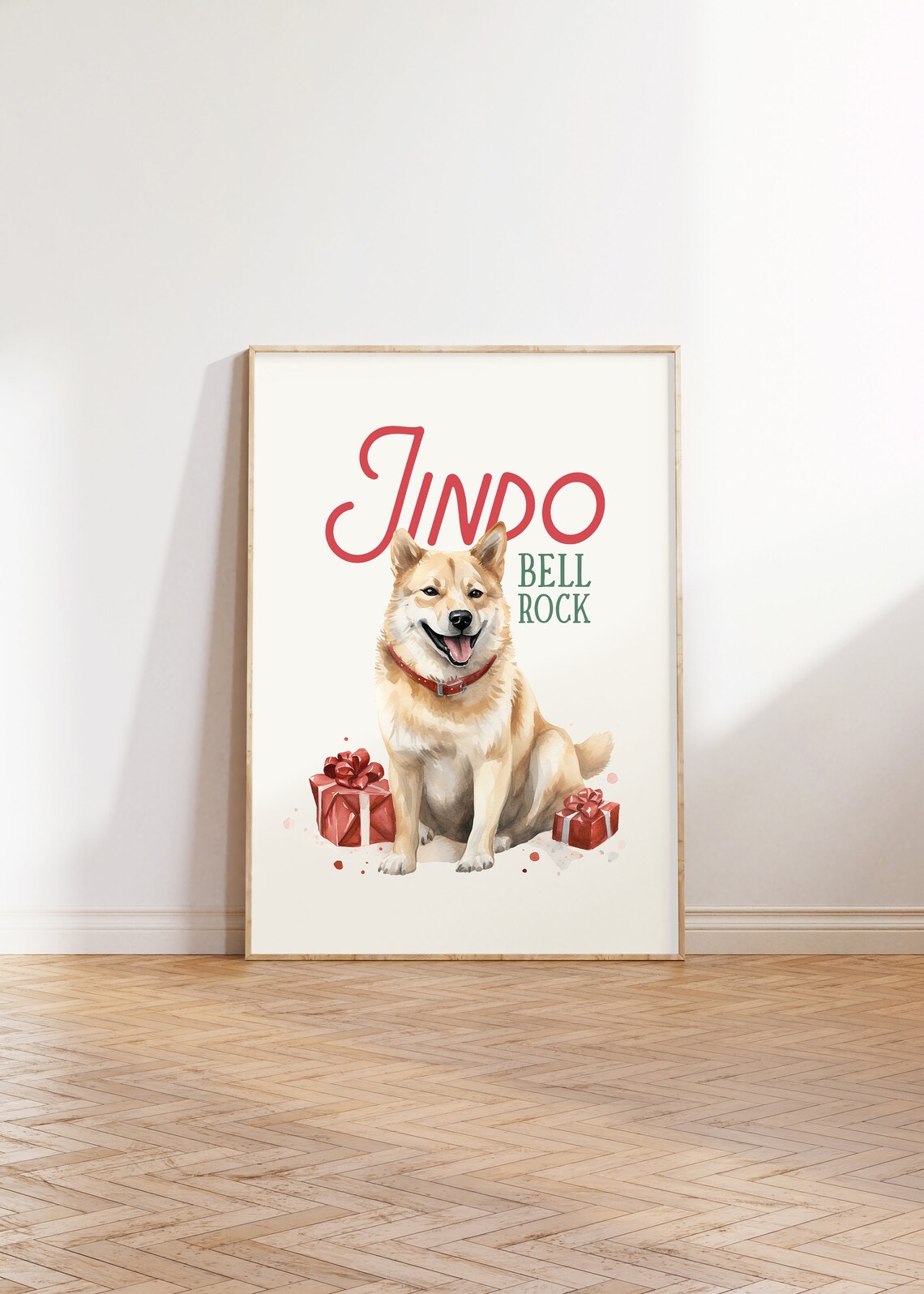 Jindo Bell Rock Korean Jindo Dog With Gifts Christmas Poster - Image 2