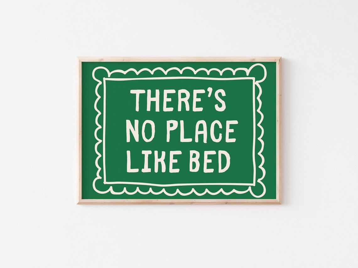 There's No Place Like Bed Retro Bedroom Wall Art Print - Image 2