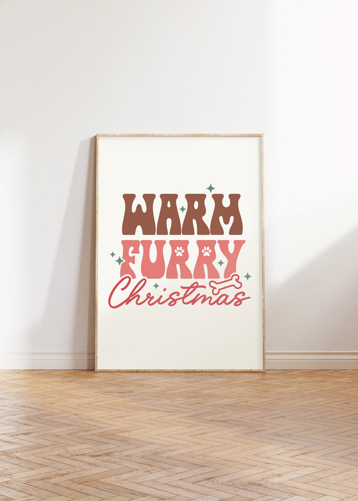 Warm Furry Christmas Retro Dog Lover Holiday Quote Art Poster - Image 2
