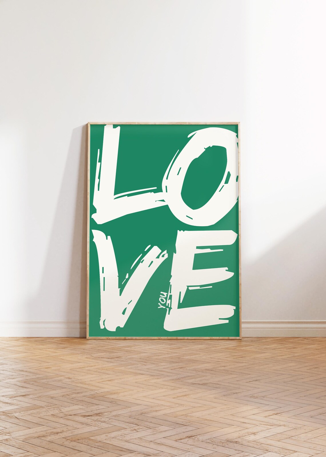 Love You Giant Green Brushstroke Letters Oversized Typography Poster - Image 2