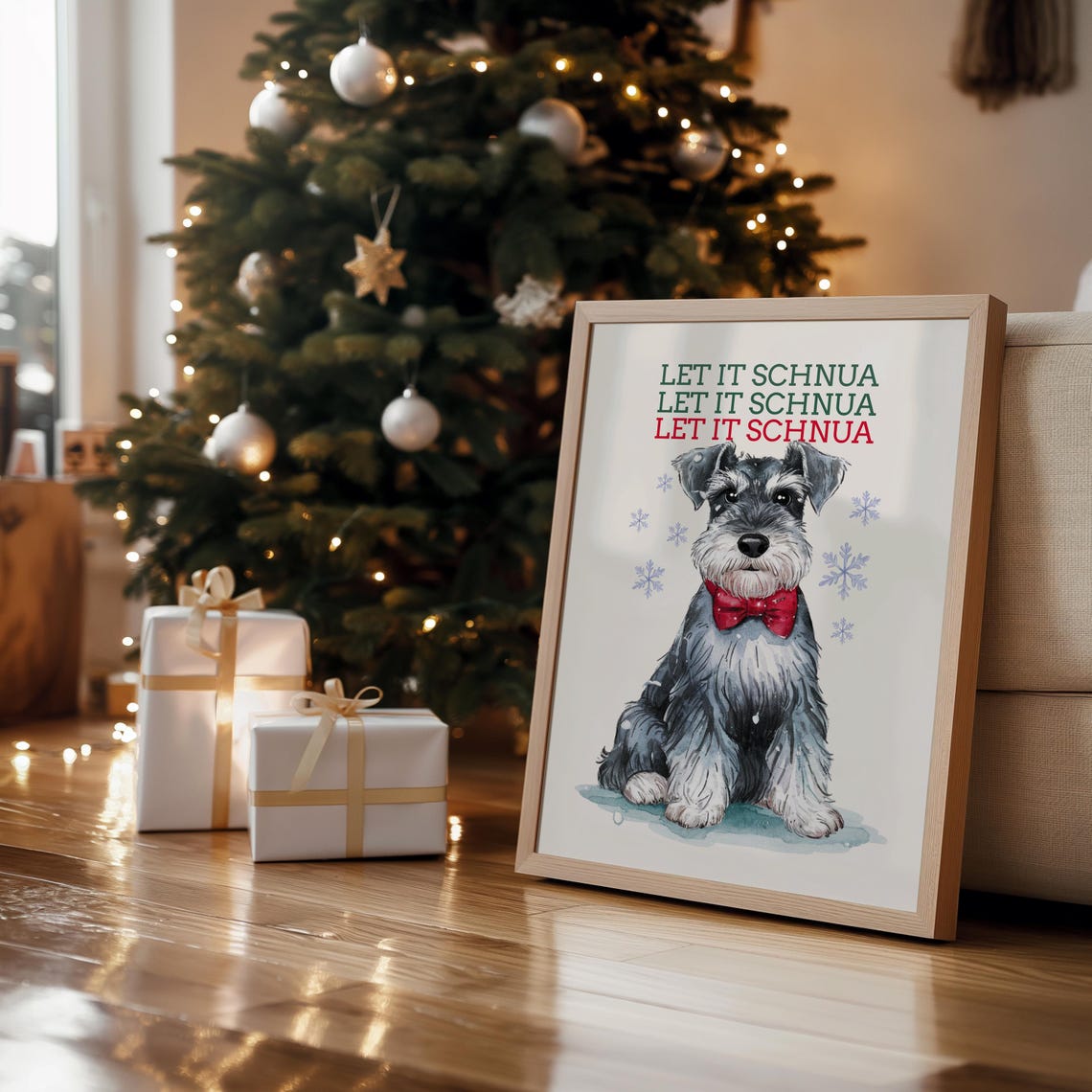 Let It Shnua Christmas Schnauzer Print Christmas Dog Print Funny Dog Print Funny Christmas Decor Dog Owner Xmas Gifts - Image 4