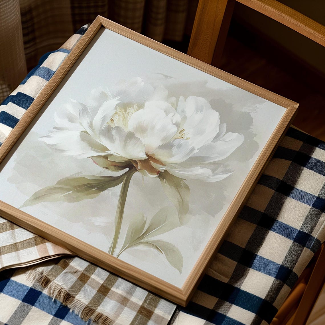 White Peony Bloom Soft Neutral Botanical Floral Painting Poster - Image 4