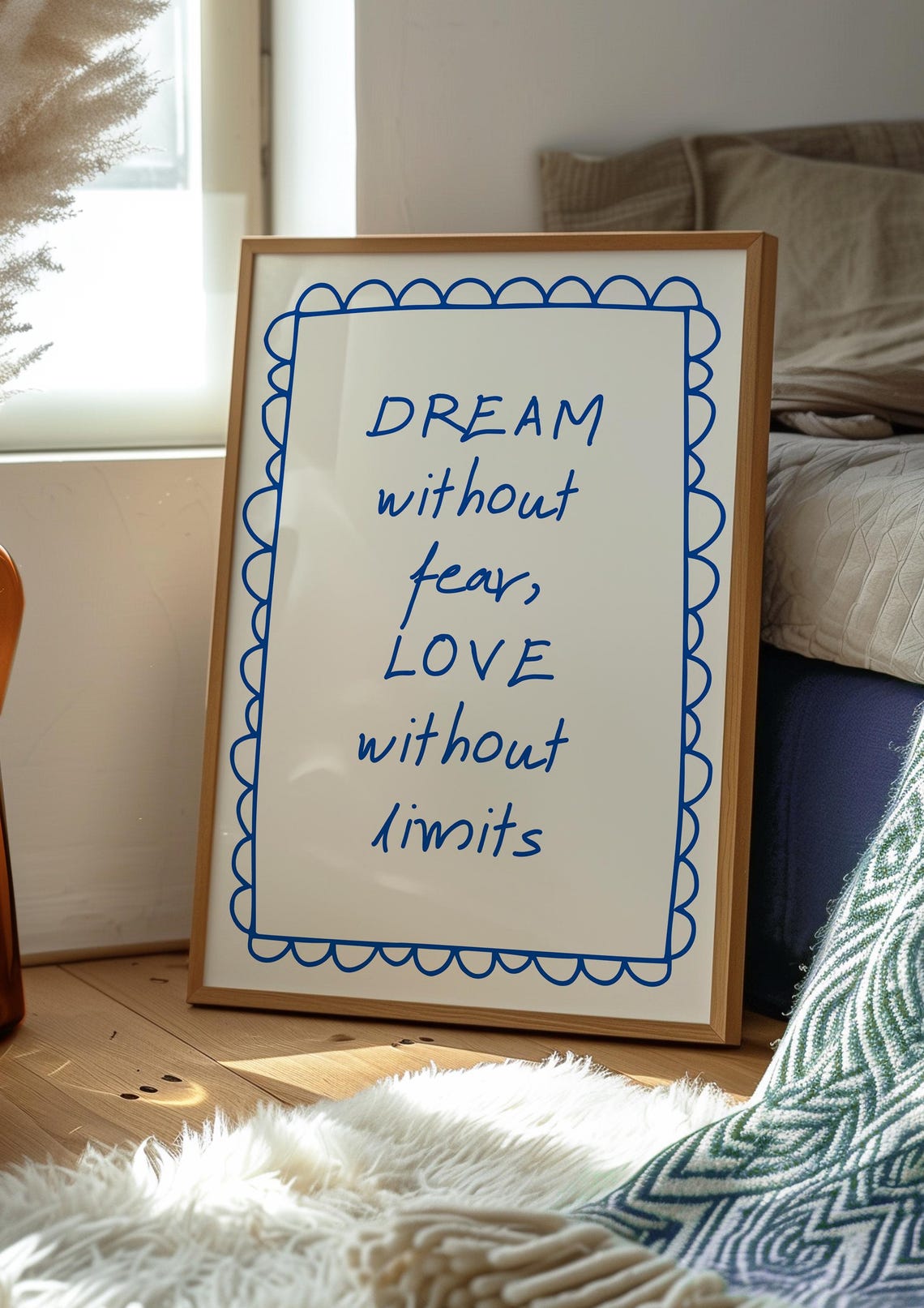 Dream Without Fear Love Without Limits Blue Hand Lettered Quote Print - Image 2