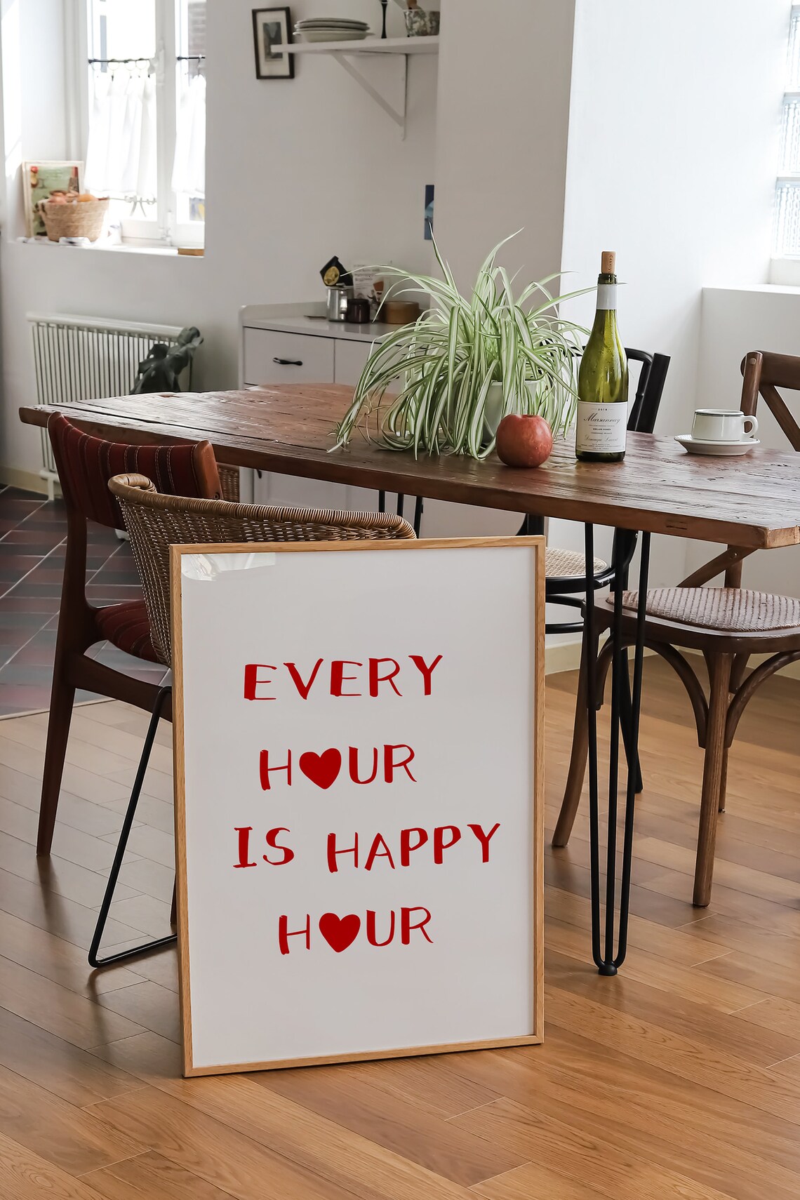 Every Hour Is Happy Hour Bold Red Hand Lettering Bar Cart Poster - Image 2