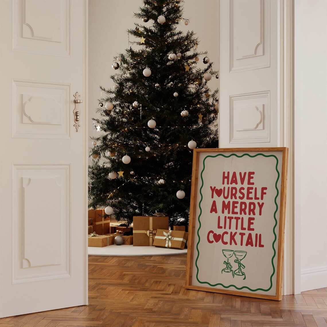 Merry Little Cocktail Retro Christmas Typography Print - Image 3