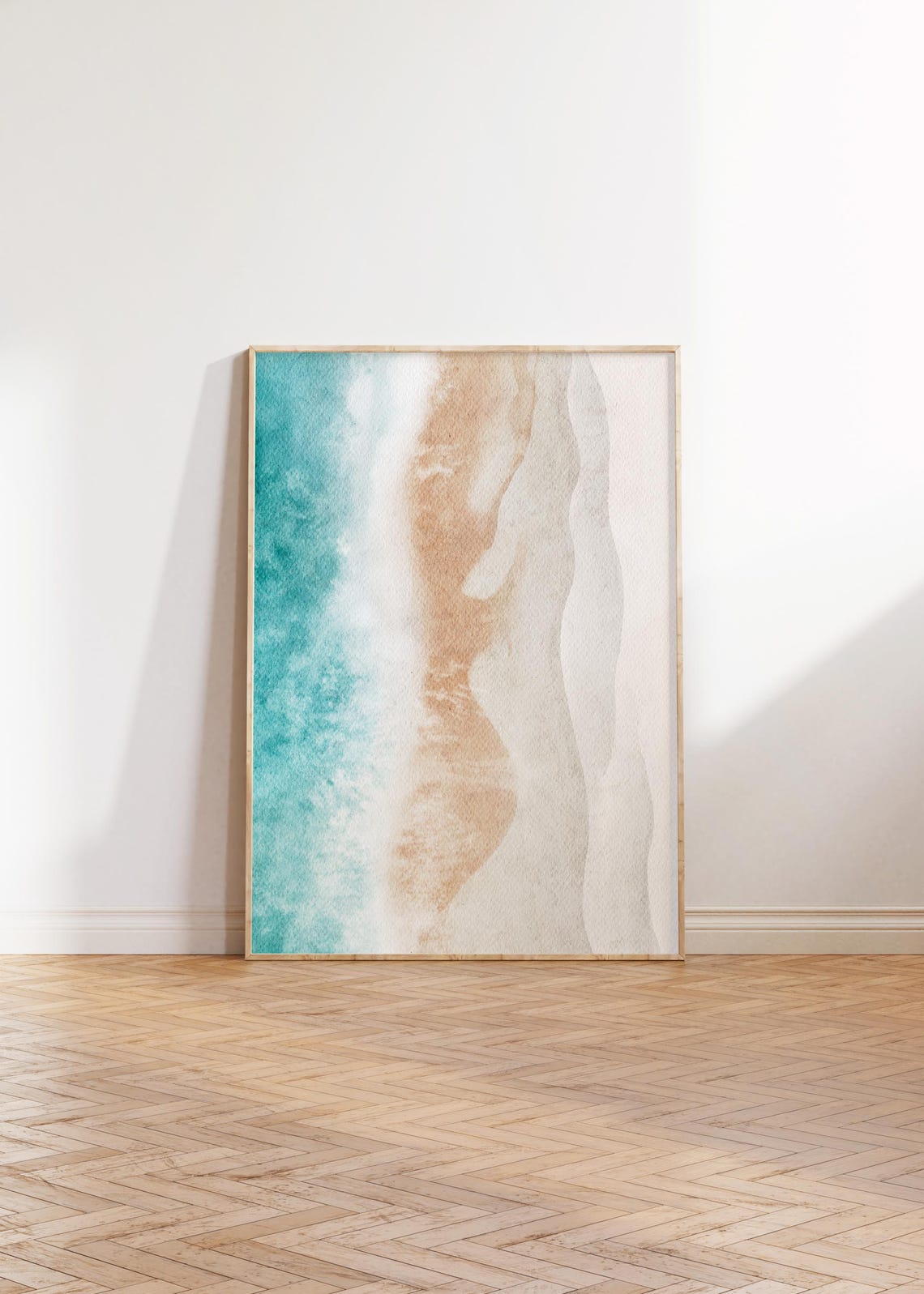 Turquoise Sea Waves Washing Over Sunlit Sandy Beach Scene Print - Image 4