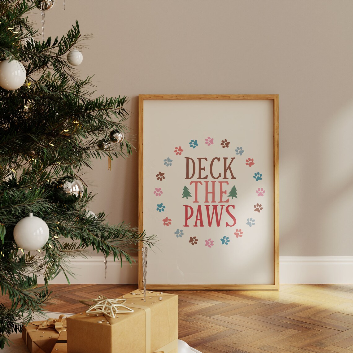 Deck The Paws Christmas Dog Quotes Art Print - Image 4