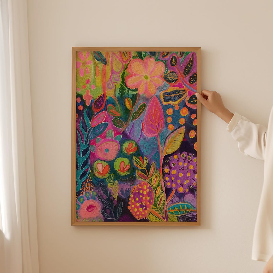 Vibrant Maximalist Abstract Floral Garden Painting Colorful Poster - Image 5