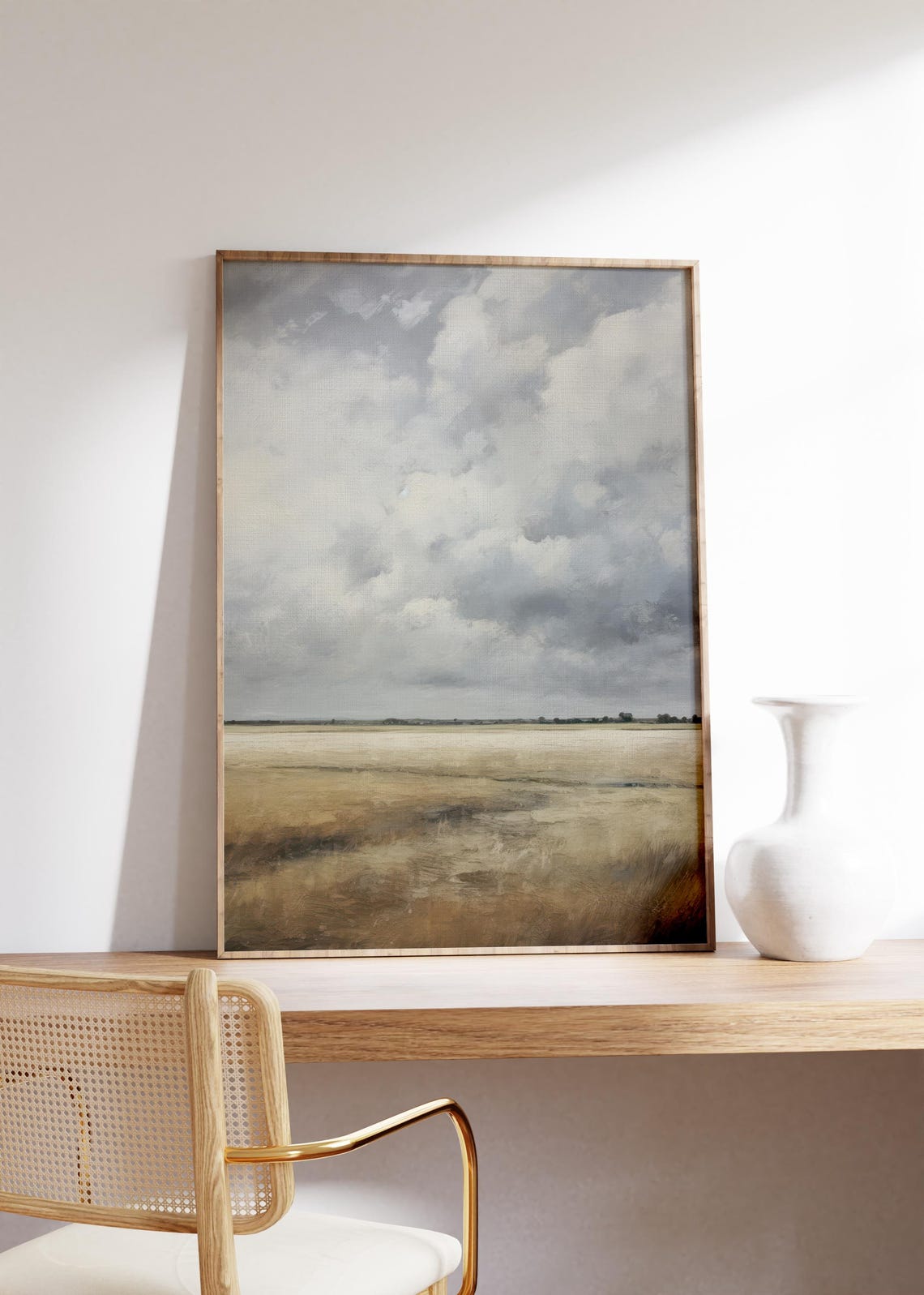 Moody Storm Clouds Gathering Over Golden Wheat Field Painting Print - Image 5