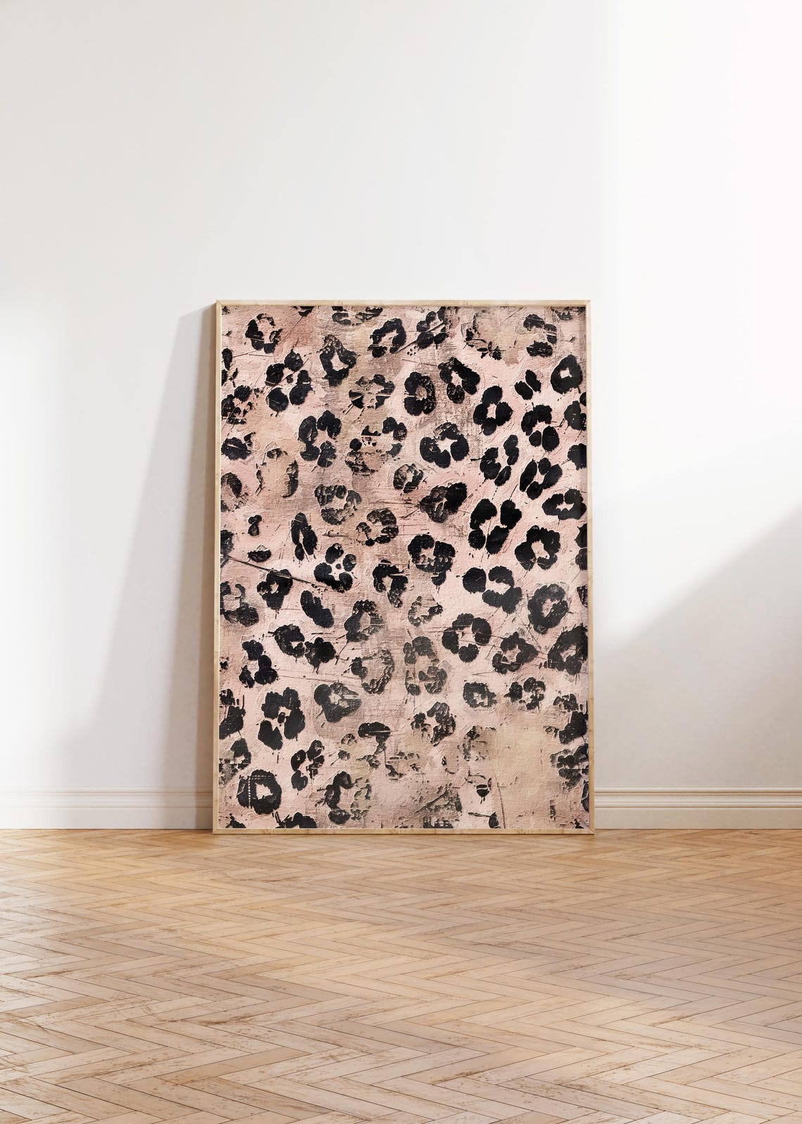 Blush Pink Leopard Pattern Textured Abstract Decor Art Poster - Image 3