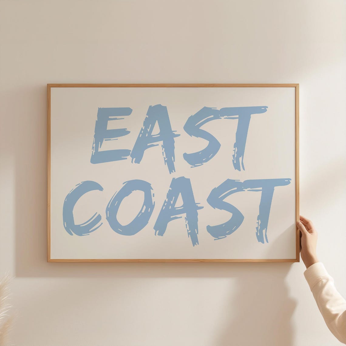 East Coast Blue Brush Lettering Wide Coastal Quote Decor Poster