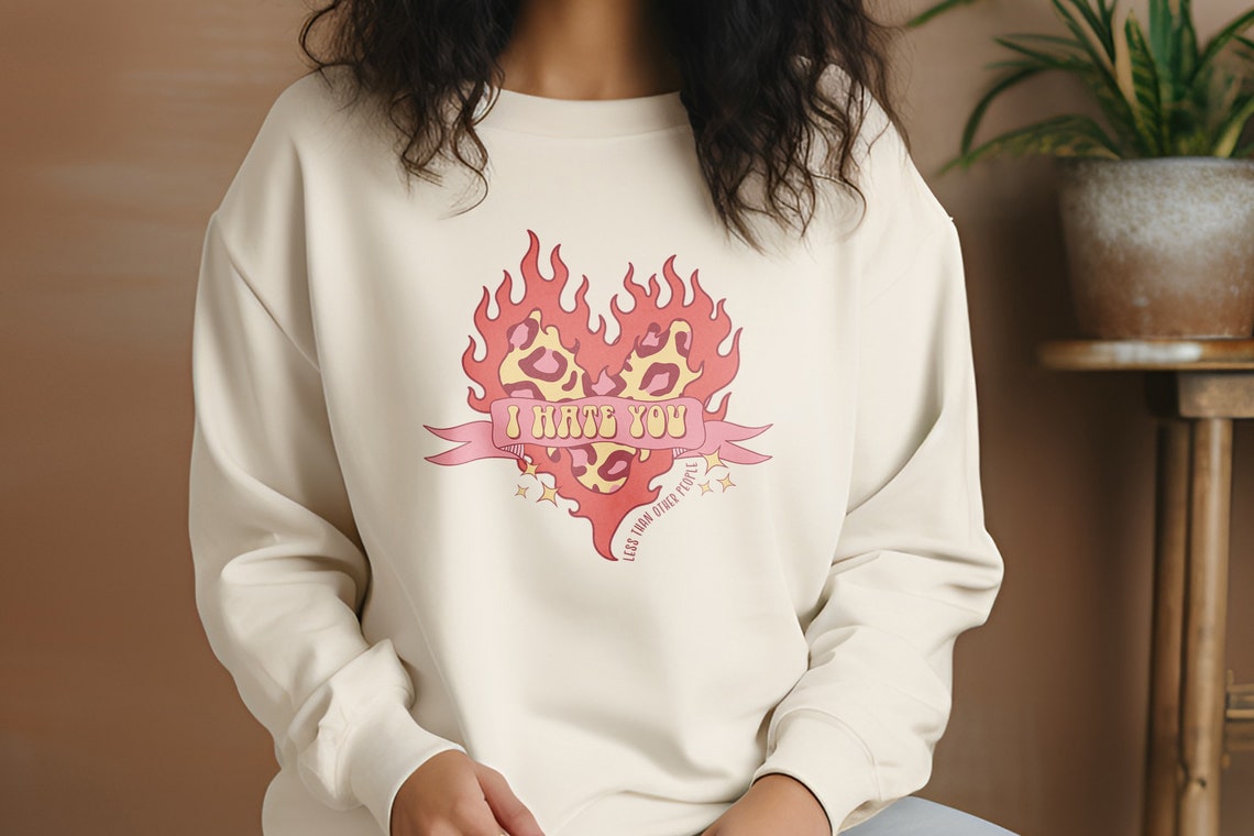 I Hate You Less Than Other People Flaming Leopard Heart Poster - Image 3