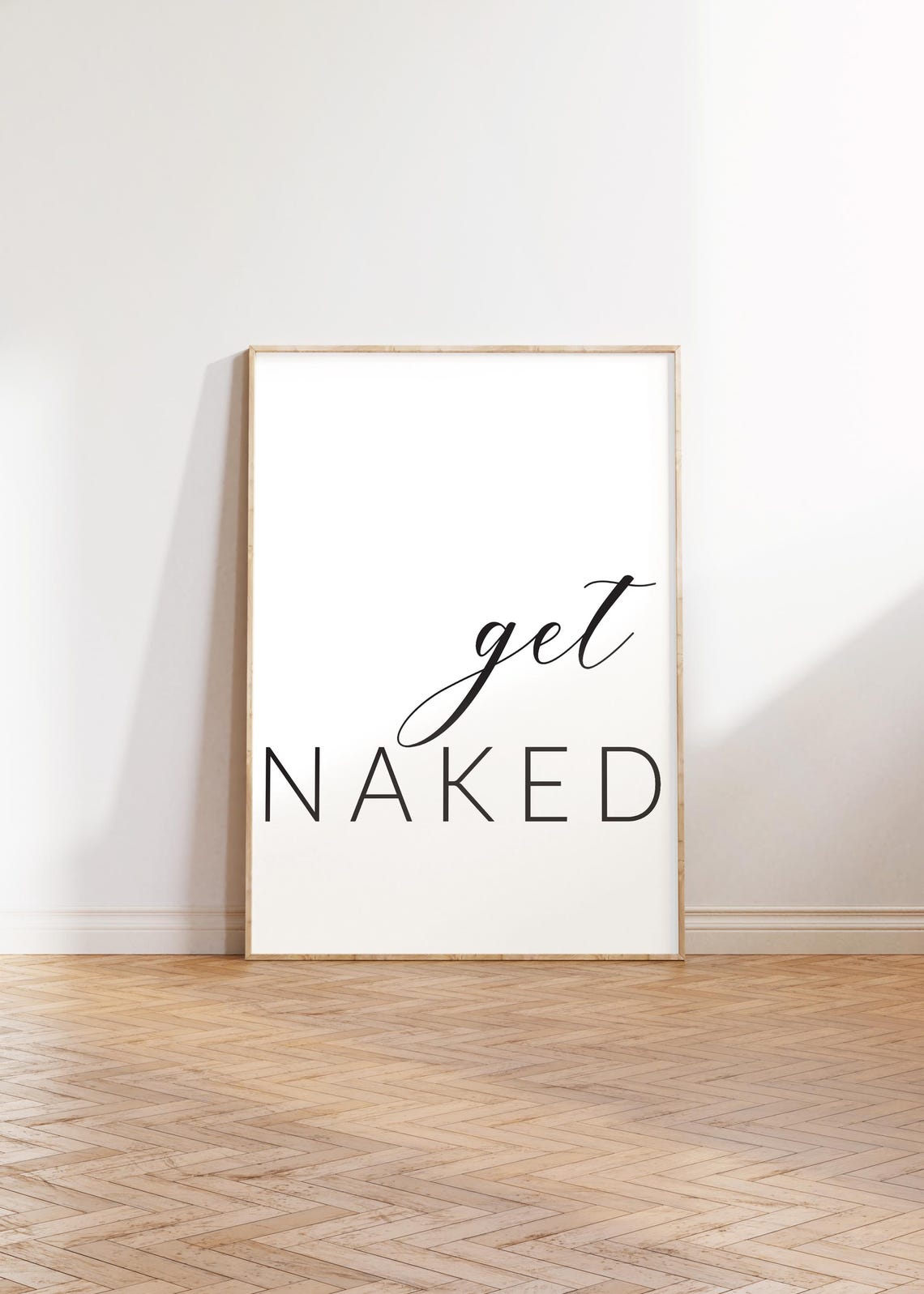 Get Naked Elegant Script Modern Minimalist Bathroom Wall Poster - Image 3