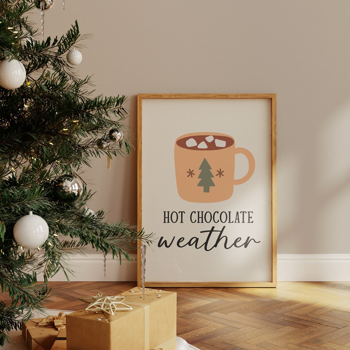 Hot Chocolate Weather Cozy Cocoa Mug Nordic Style Christmas Poster - Image 4
