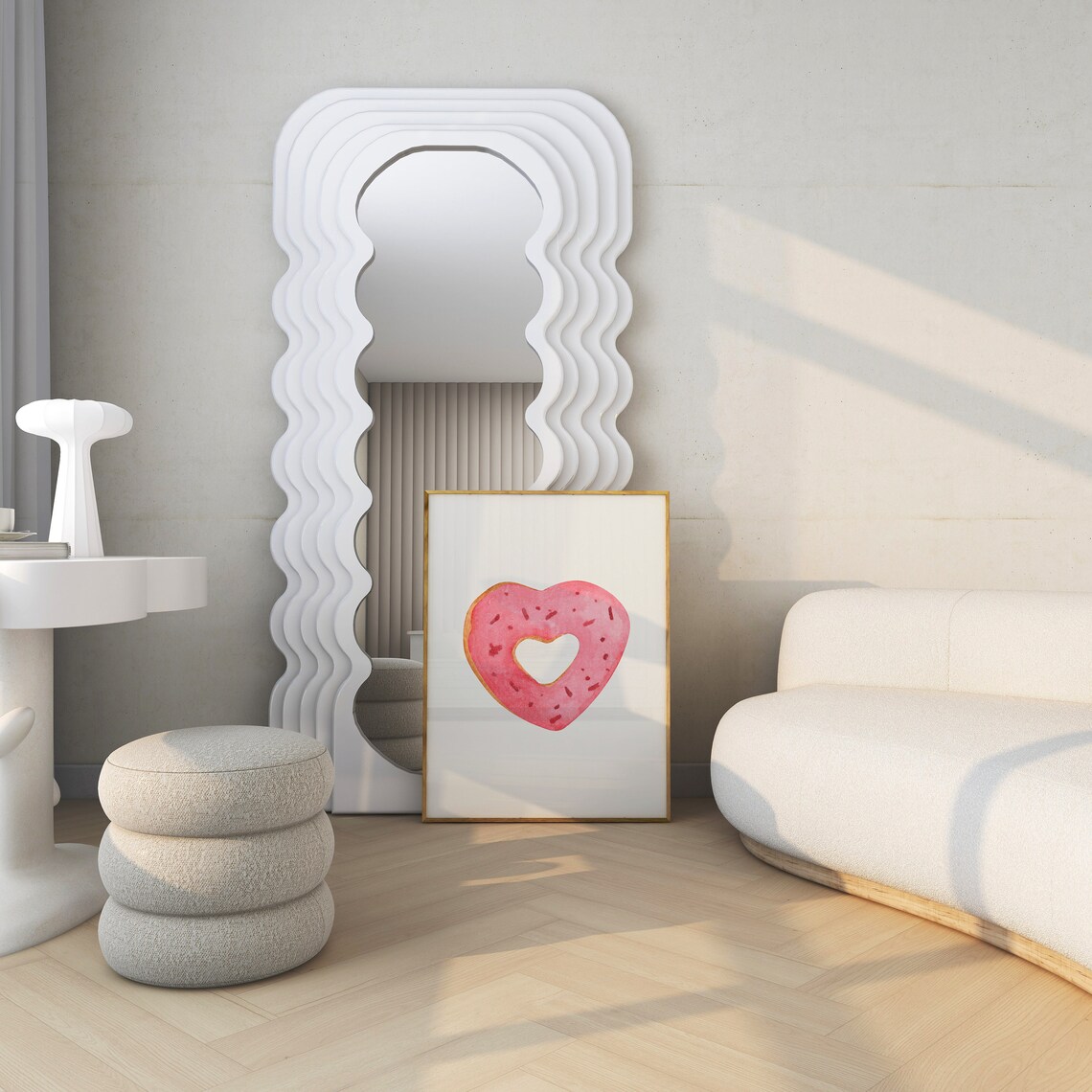 Pink Heart Shaped Donut Watercolor Valentine Treat Dessert Poster - Image 2