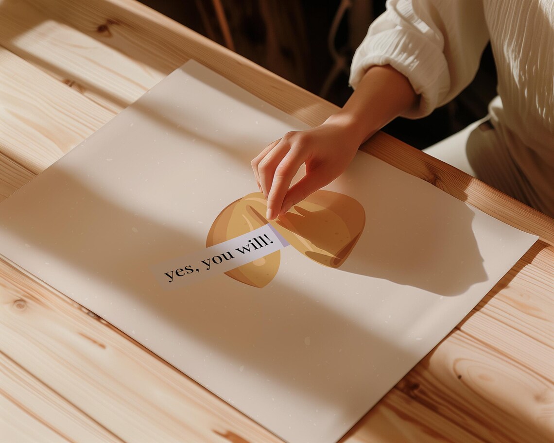 Yes You Will Lucky Fortune Cookie Beige Dreamy Positivity Poster - Image 4