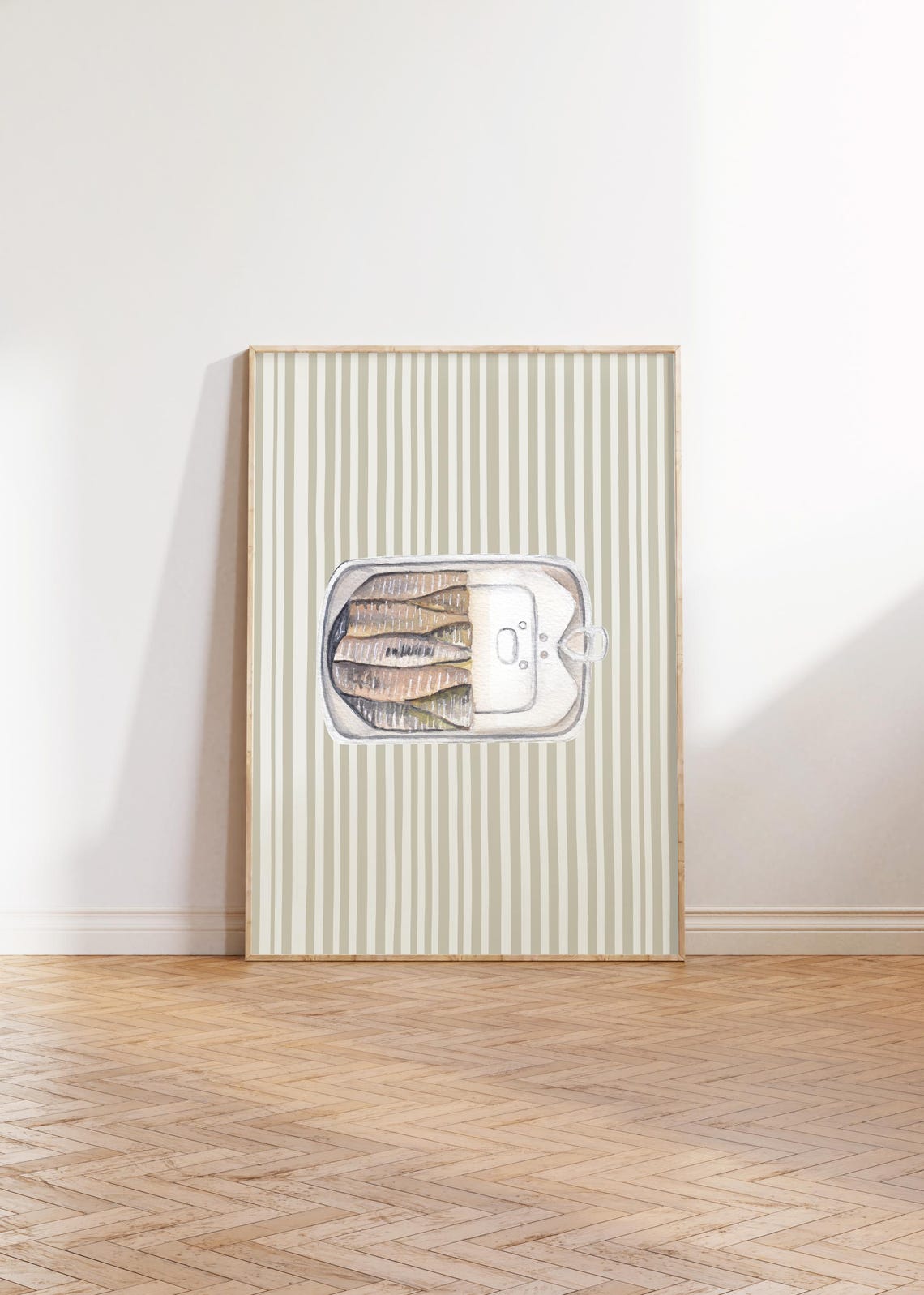 Sardine Tin Top View Pull Tab On Striped Olive Food Art Poster - Image 4