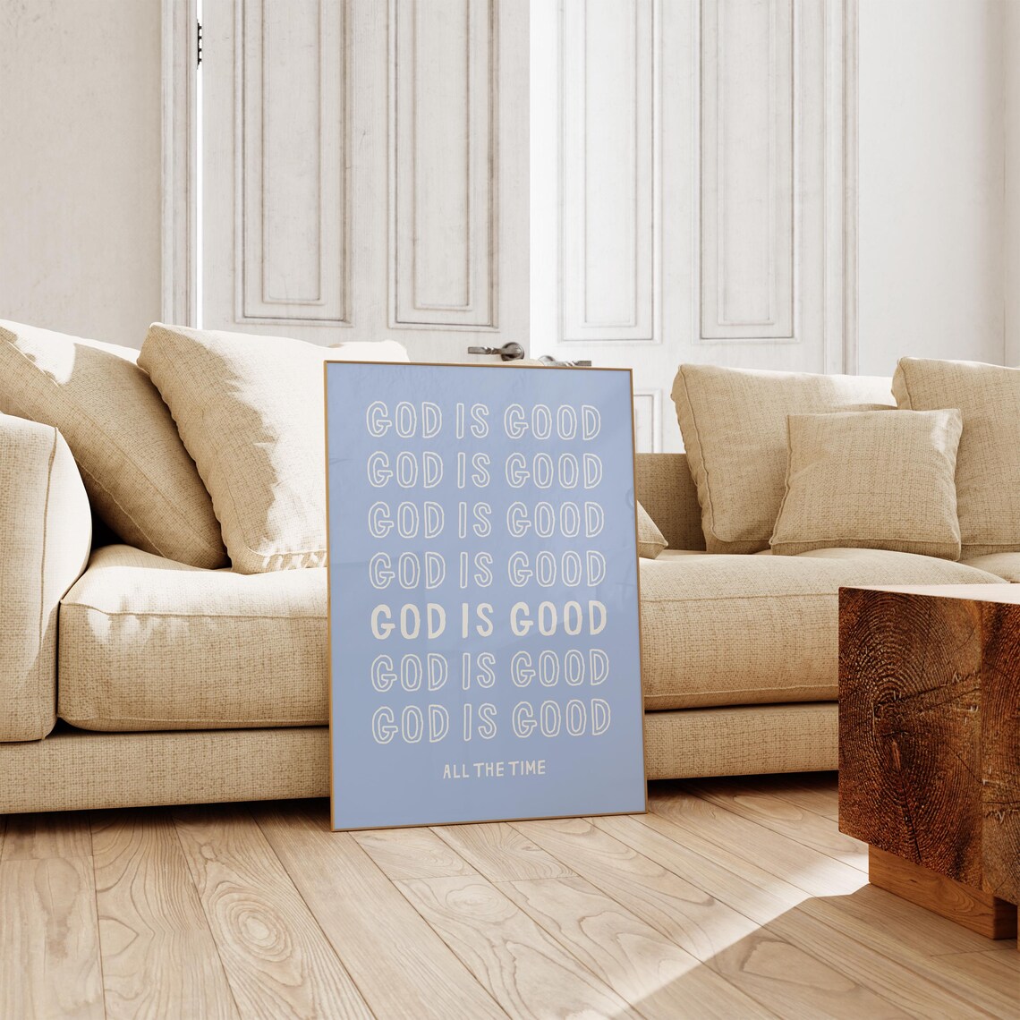 God Is Good All the Time Repeated Blue Faith Quote Christian Wall Art - Image 4