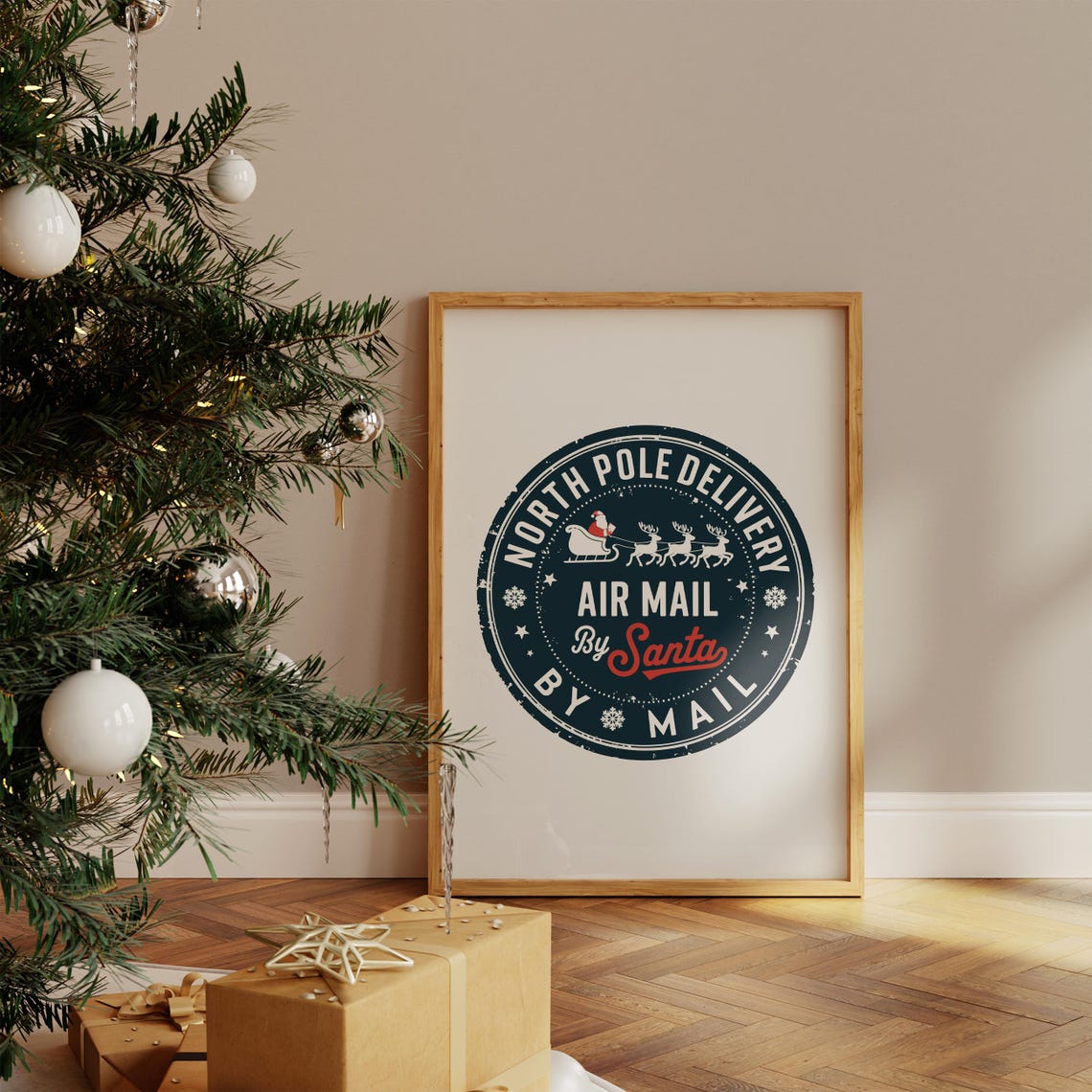North Pole Delivery Air Mail By Santa Vintage Christmas Art Poster - Image 5