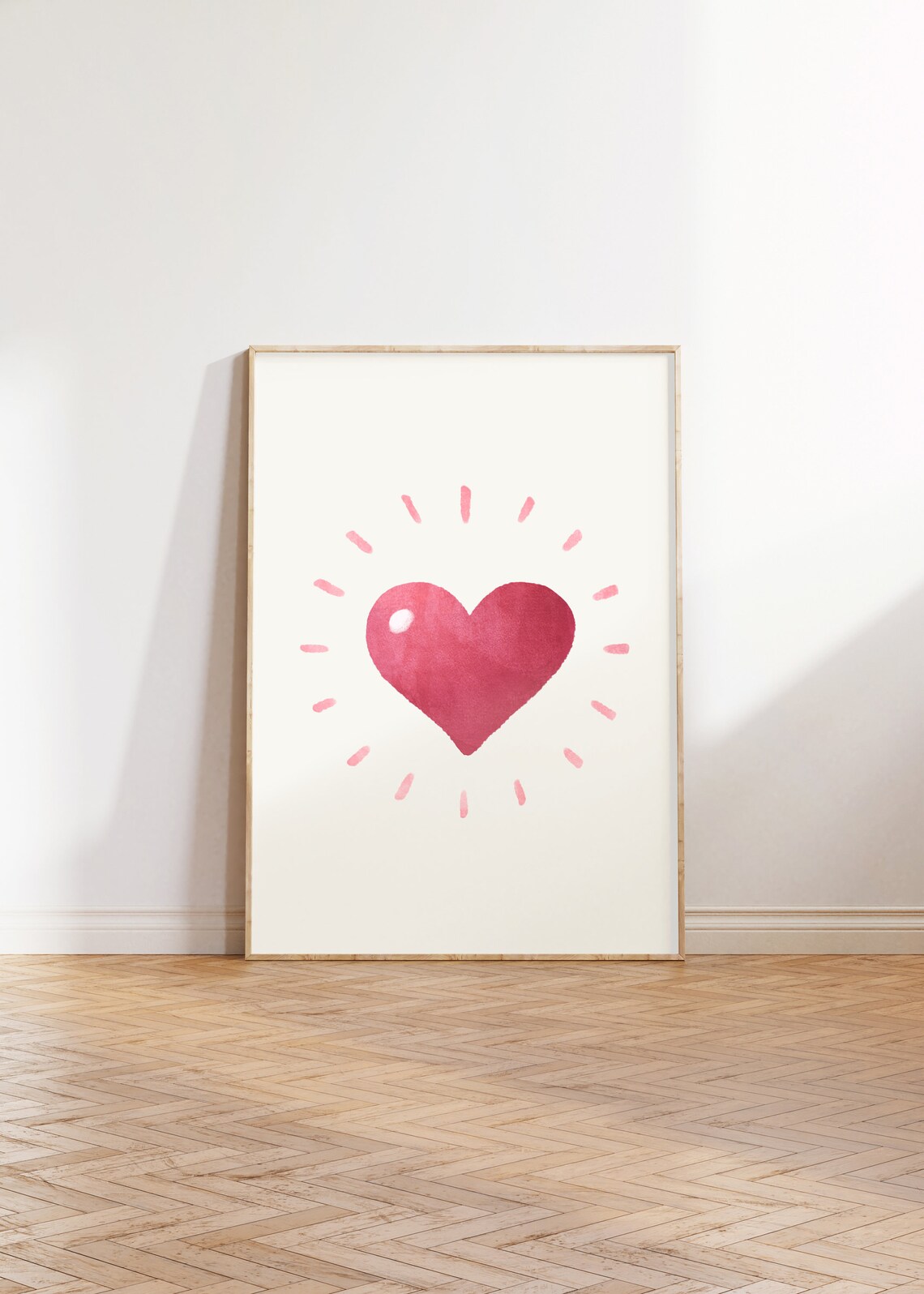 Pink Watercolor Radiant Heart Minimalist Valentines Day Love Poster - Image 3