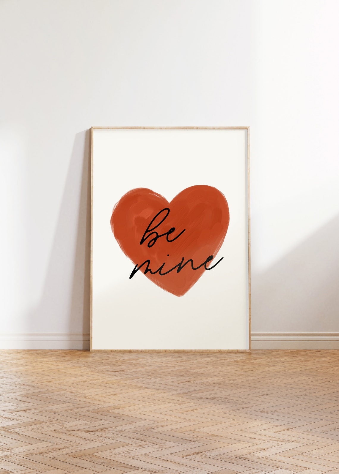 Be Mine Bold Terracotta Red Painted Heart Valentine's Love Print - Image 4