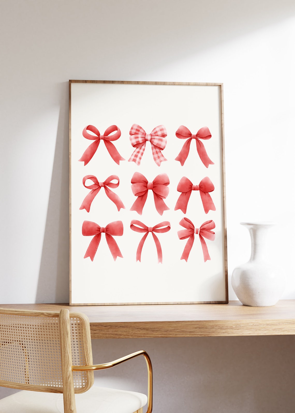 Nine Pretty Red Watercolor Ribbon Bows Coquette Style Poster - Image 4