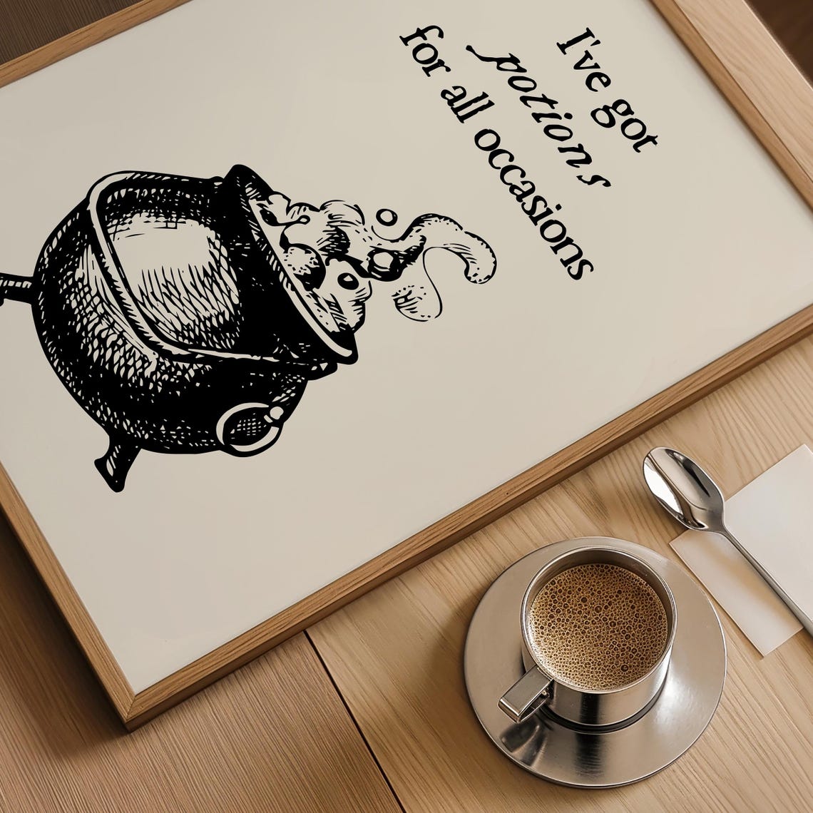 Witchy Potions Cauldron Halloween Poster in Vintage Engraving Style - Image 3