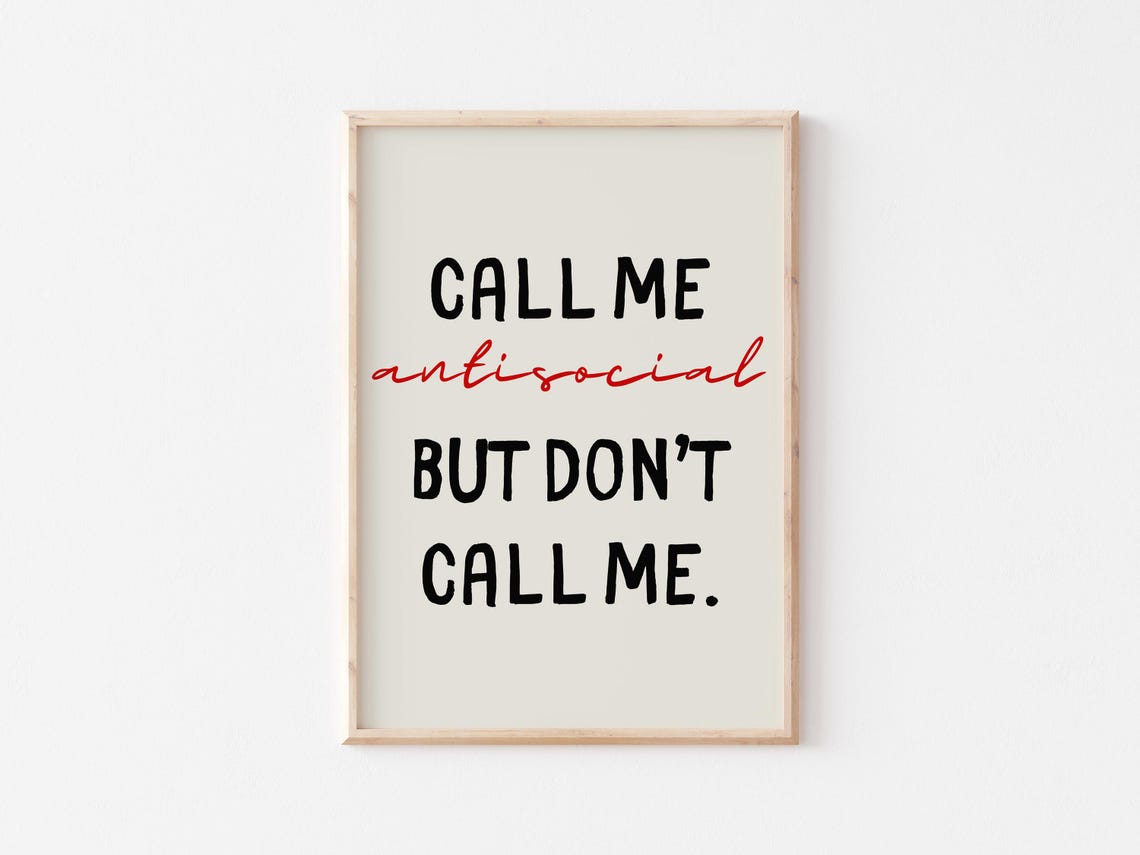 Call Me Antisocial But Don't Call Me Sarcastic Introvert Quote Poster - Image 2