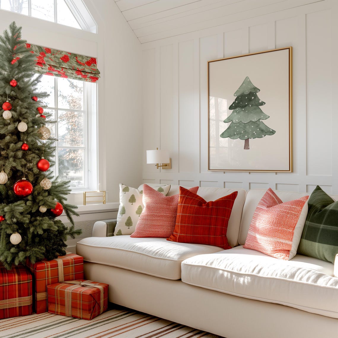 Single Snowy Watercolor Christmas Tree Minimalist Holiday Print - Image 2