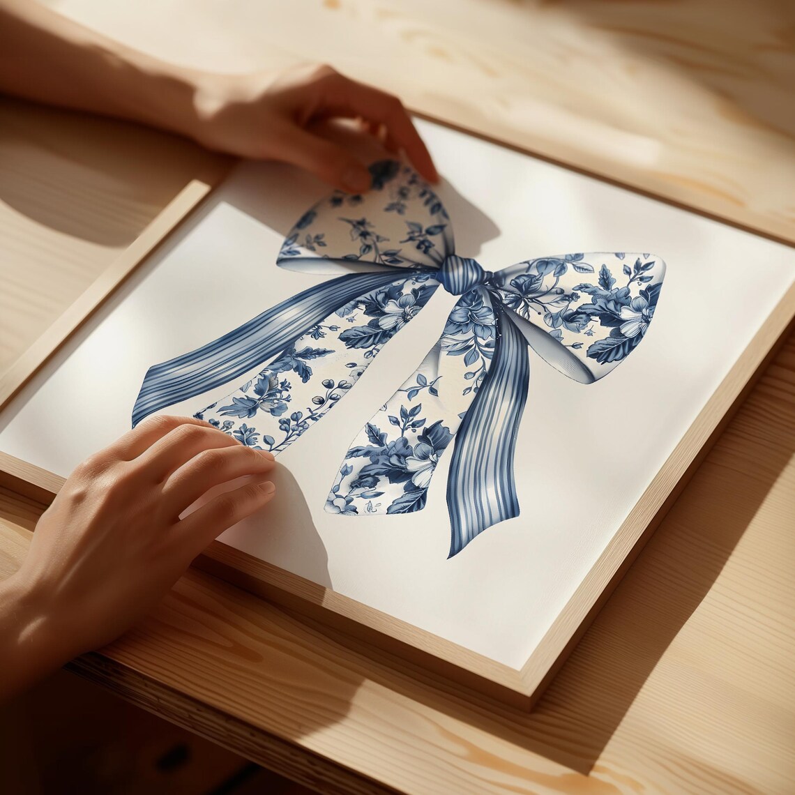 Blue Bow Coquette Chinoiserie Nursery Art Print - Image 5