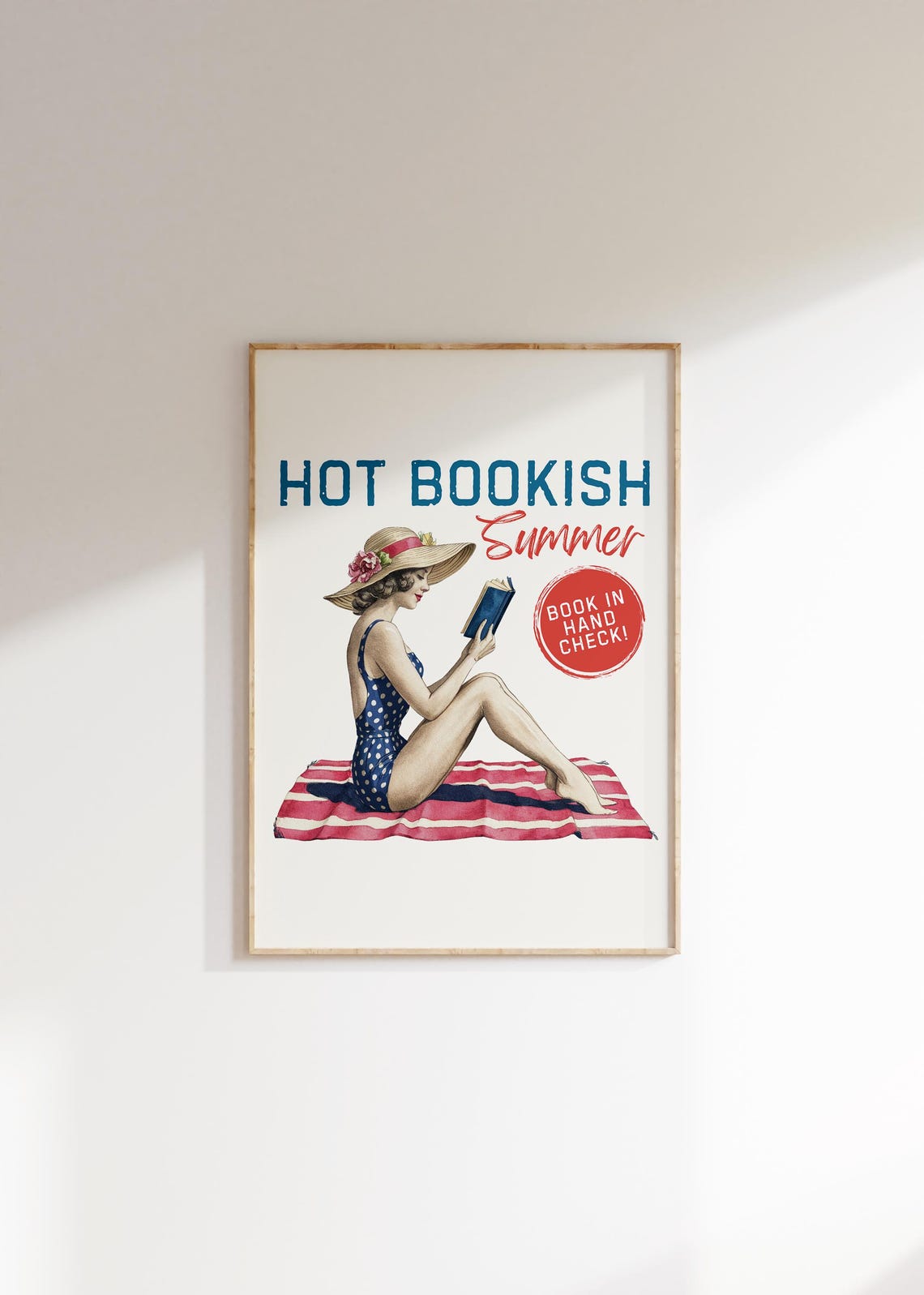 Hot Bookish Summer Retro Pinup Beach Reading Swimsuit Poster - Image 2
