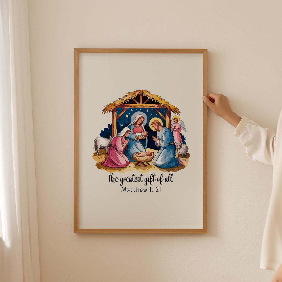 The Greatest Gift Of All Nativity Scene Matthew 1 21 Christmas Poster - Image 3