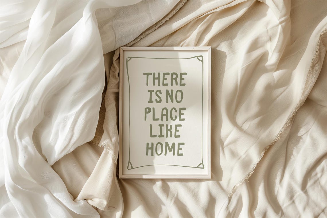 There Is No Place Like Home Sage Green Minimalist Home Quote Poster - Image 3