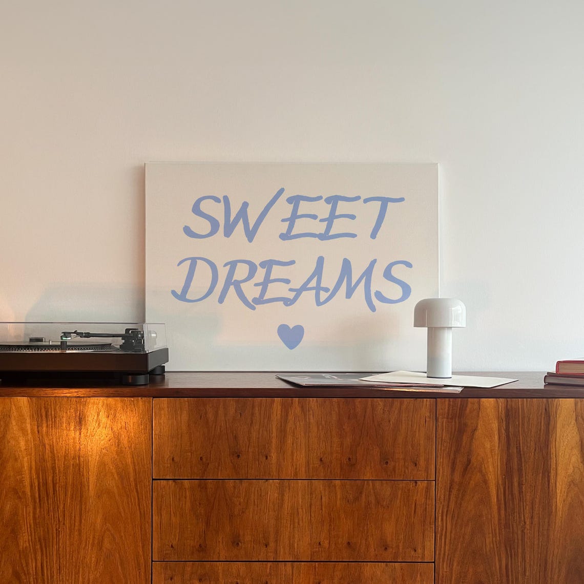 Sweet Dreams Blue Handwritten Heart Above Bed Bedroom Poster - Image 2