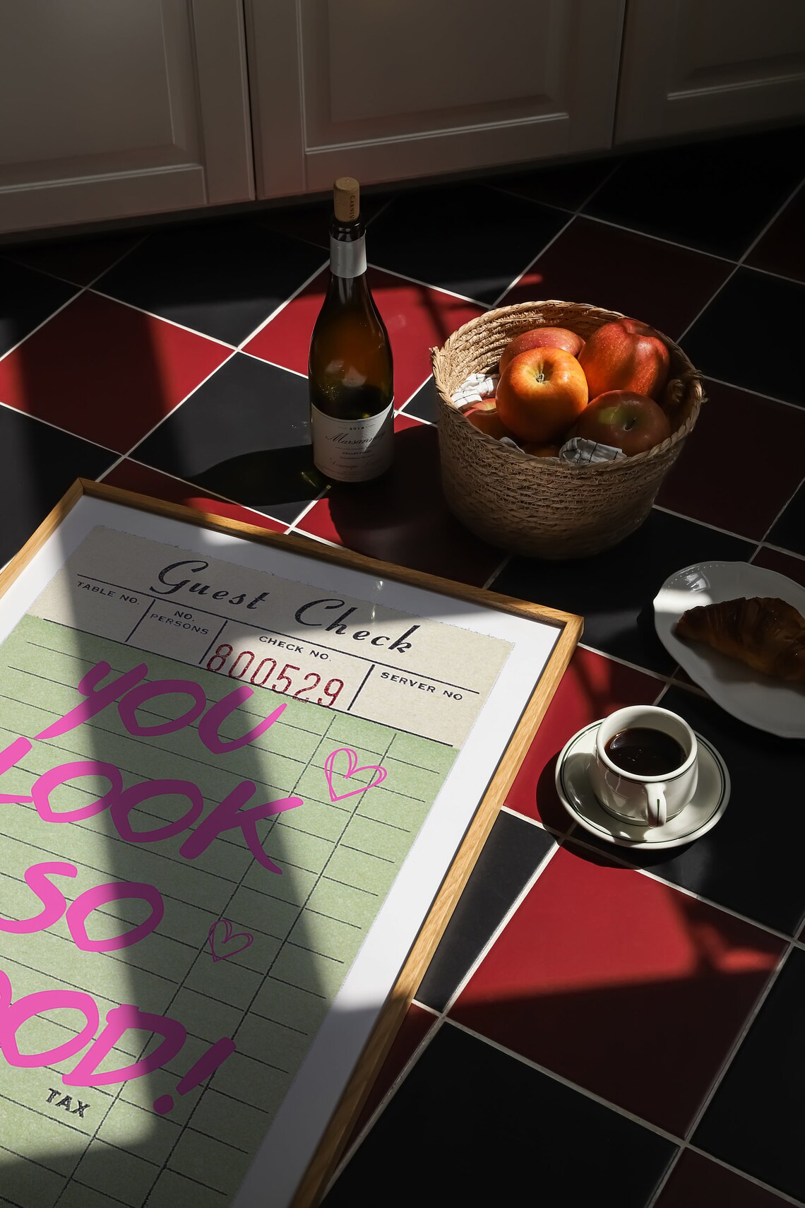 You Look So Good Retro Guest Check Hot Pink Marker Trendy Wall Poster - Image 3
