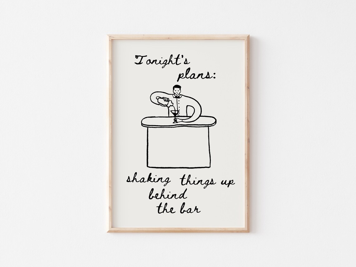La Barmaid Print Cute Bartender Poster Trendy Bar Decor Funny Bartender Wall Art Modern Bar Cart Wall Art Retro Drinks - Image 3