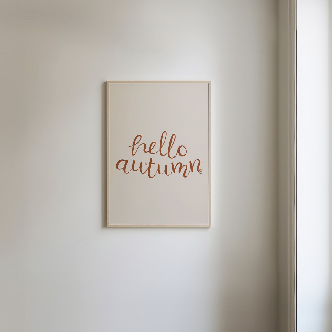 Hello Autumn Minimalist Rust Calligraphy Seasonal Decor Print - Image 3