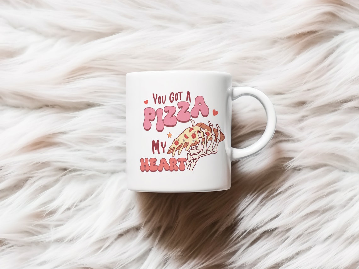 You Got a Pizza My Heart Skeleton Hand Retro Valentines Art Poster - Image 2
