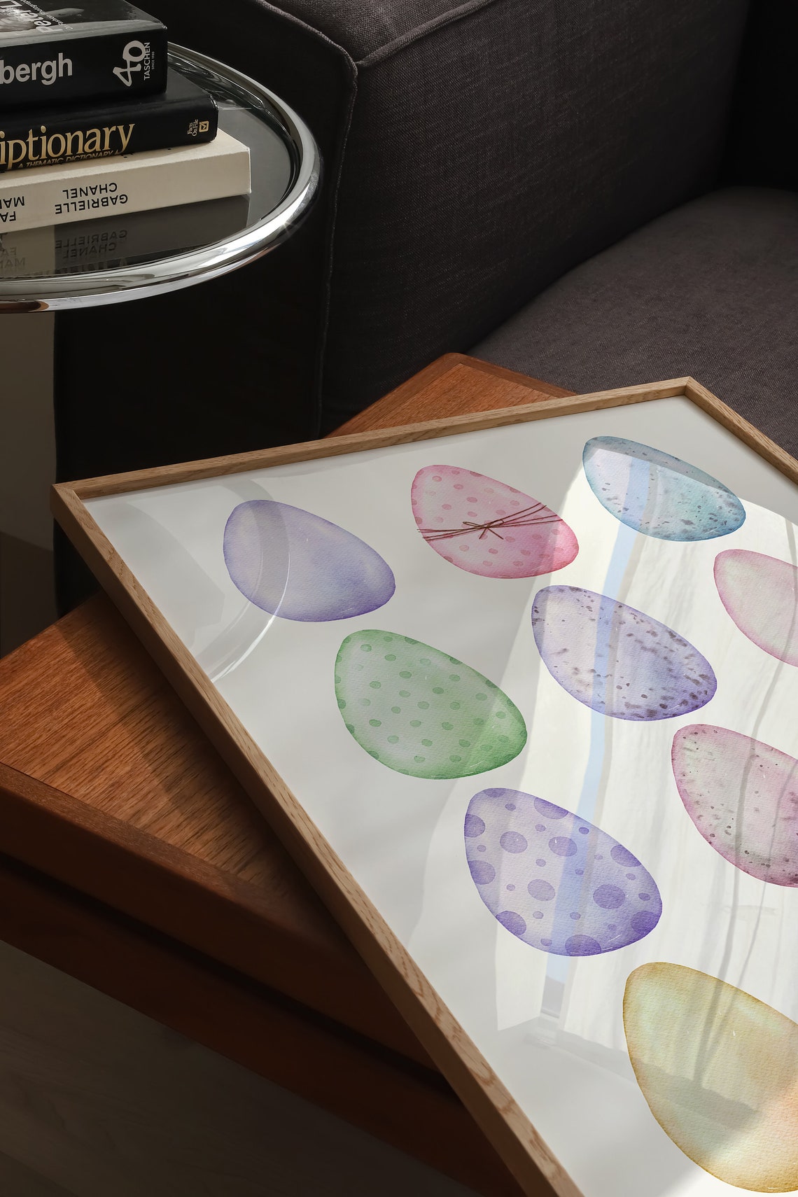 Twelve Pastel Watercolor Easter Eggs Neat Grid Springtime Poster - Image 3