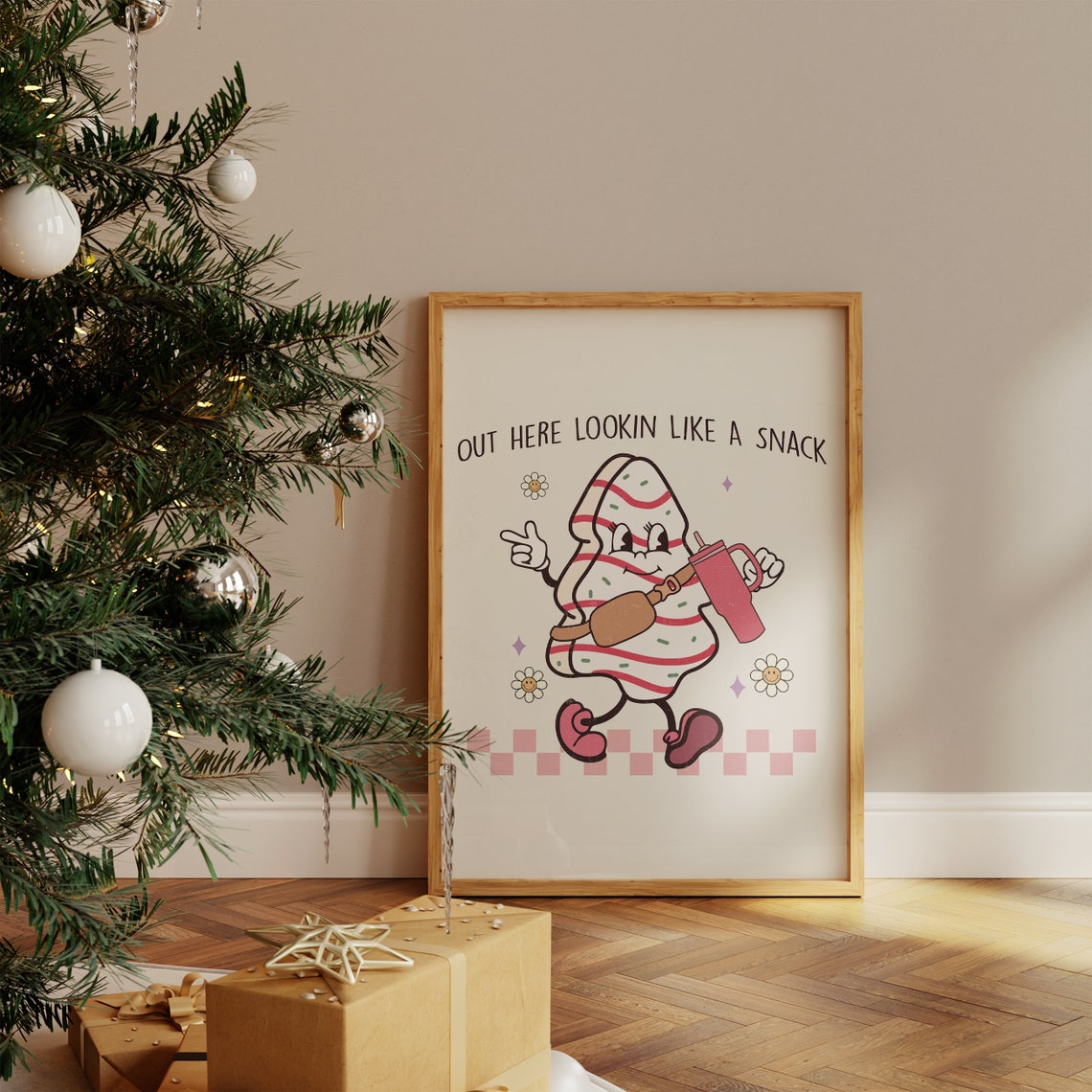 Out Here Lookin Like A Snack Groovy Christmas Tree Cake Poster - Image 4